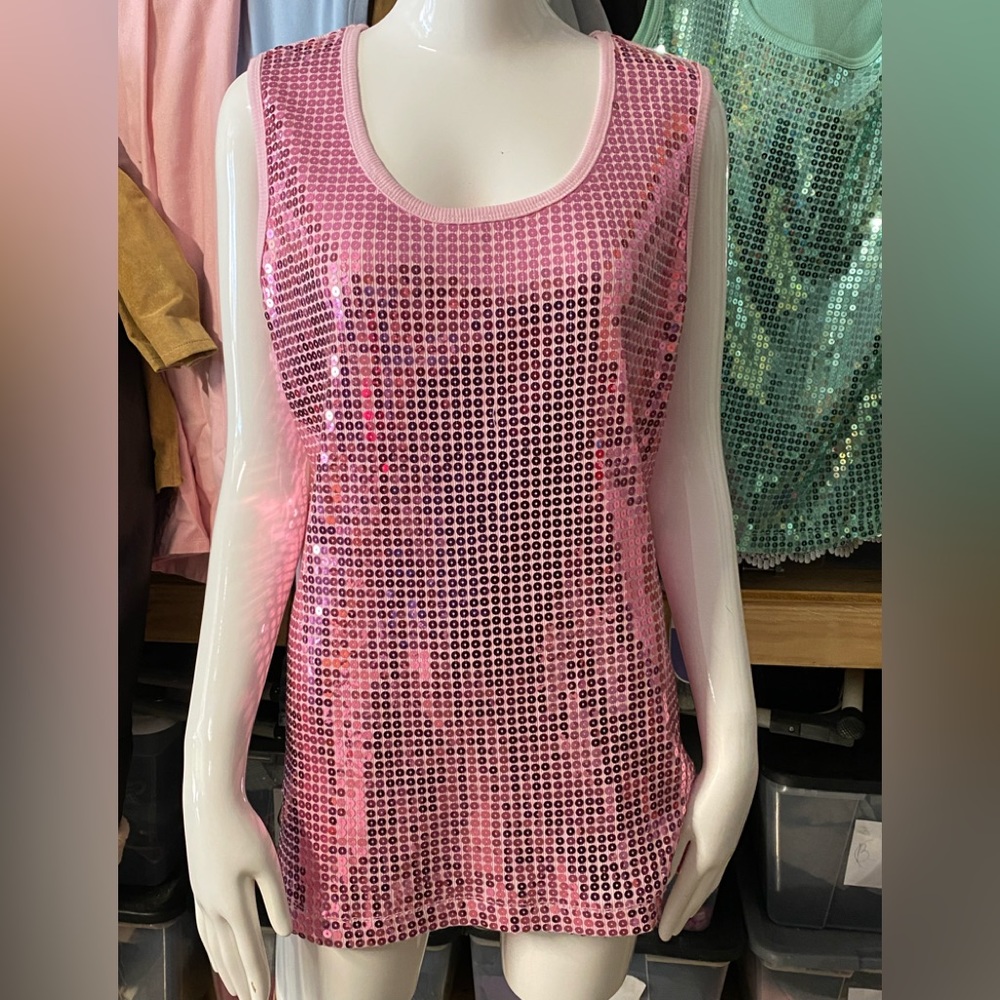 Denim 24/7 woman sequin sleeve less top size L